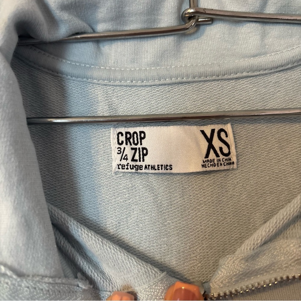 #0064 Sky‎ Blue Cropped Zip-Up Sweatshirt - Picture 3 of 3